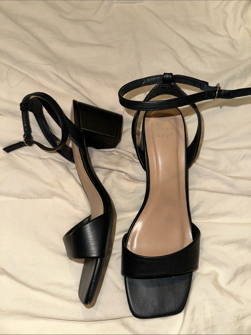 Black Ankle-Strap Block Heel Sandals - Women